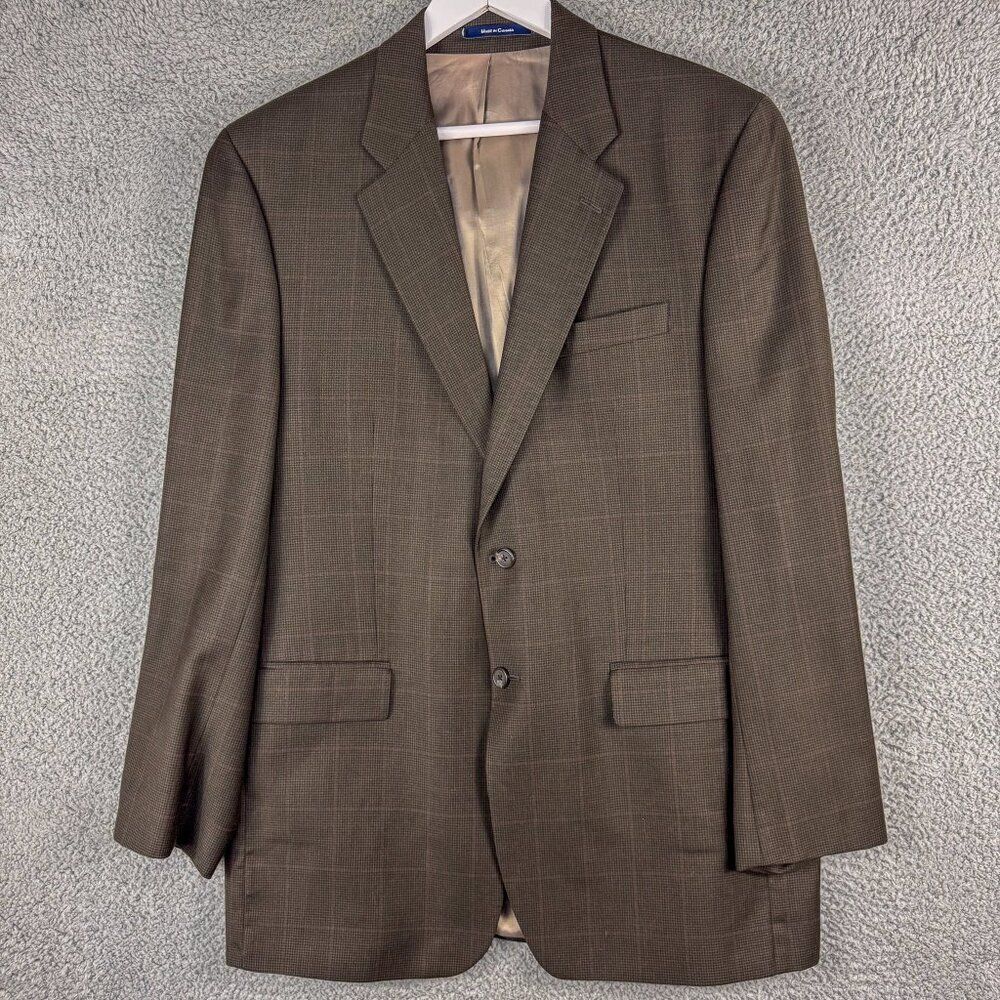 Chaps Blazer Men 42L Brown Wool Cashmere Suit Jacket Business‎ Casual Wedding